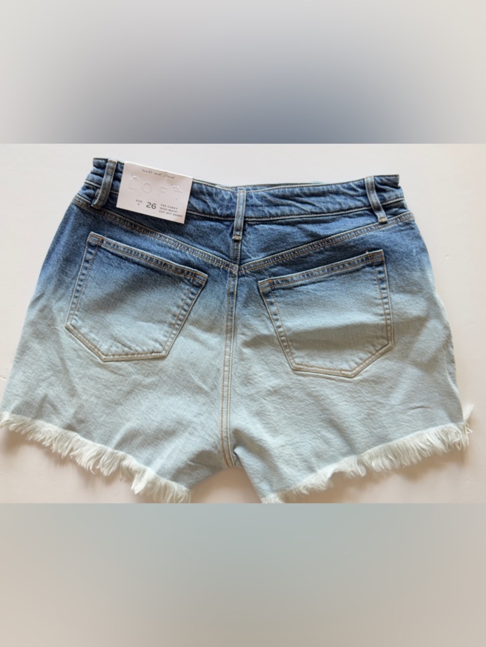 LOFT Blue and White Gradient Jean Shorts - Picture 12 of 14